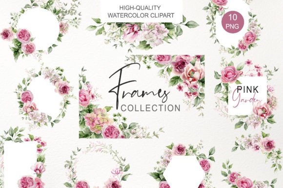 Download Watercolor Pink Floral Frame Clipart PNG - K Collection