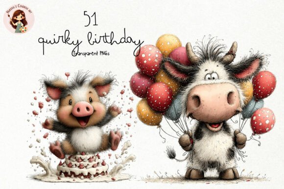 Download Quirky Birthday Animals PNG Clipart - K Collection