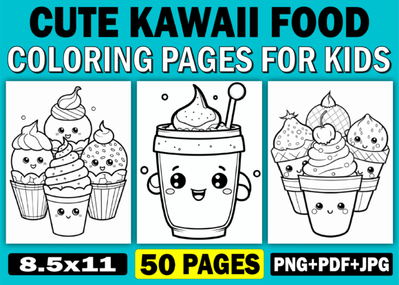 Download Cute Kawaii Food Coloring Pages for Kids - K Collection