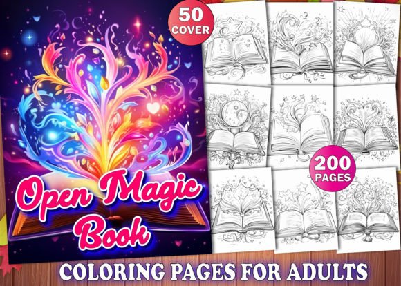Download Open Magic Book Coloring Pages for Adult - K Collection