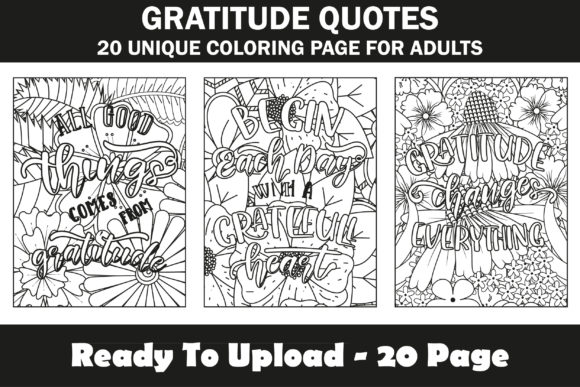Download Gratitude Quotes Coloring Book Interior - K Collection
