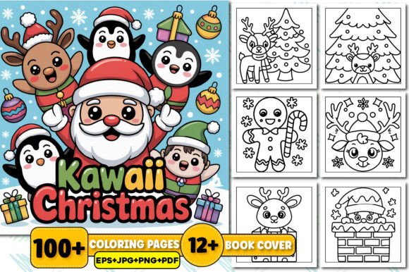 Download Bold Easy Kawaii Christmas Coloring Book - K Collection
