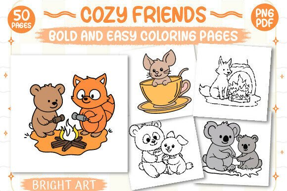Download Bold and Easy Cozy Friends Coloring Book - Cozy friends coloring book Collection