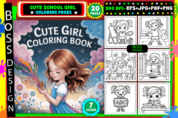Download Cute School Girl Coloring Pages for Kids - K Collection