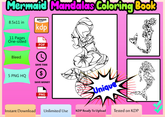 Download Mermaid Mandala Coloring Books - K Collection