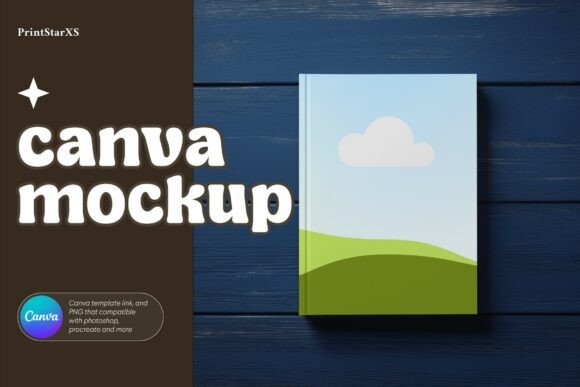 Download KDP Book Cover PNG Canva Mockup Blue BG - K Collection