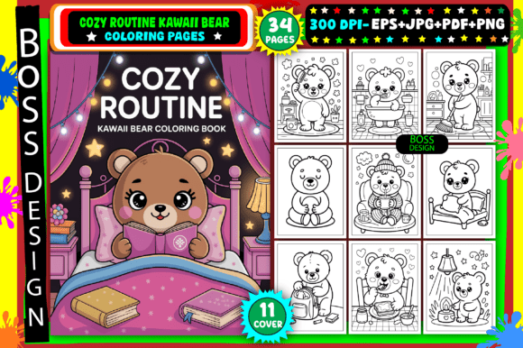Download Cozy Routine Kawaii Bear Coloring Pages - K Collection