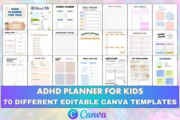 Download Canva Editable ADHD Planner for Kids KDP - K Collection