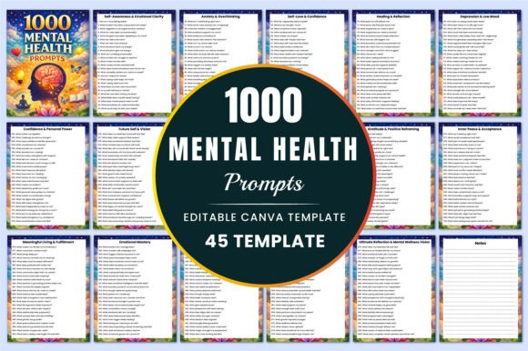 Download 1000 Mental Health Prompts KDP Interiors - K Collection