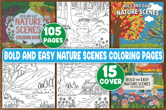 Download Bold Nature Scenes Coloring Pages, Book - K Collection