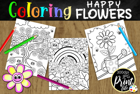 Download Happy Flowers Kids Summer Coloring Pages - K Collection