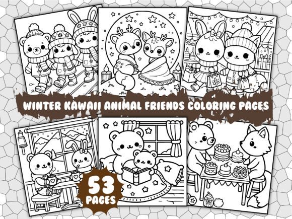 Download Winter Kawaii Friends Coloring Pages - K Collection