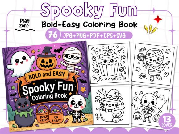 Download Bold and Easy Spooky Fun Coloring Pages - K Collection