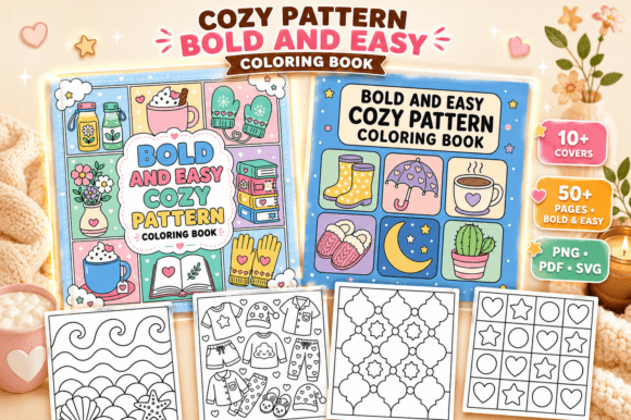 Download Bold Easy Pattern Coloring Book Pages - K Collection