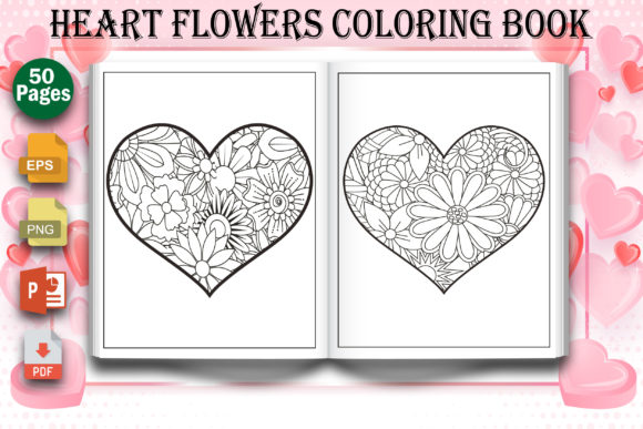 Download Heart Flowers Coloring Book for Adult - K Collection