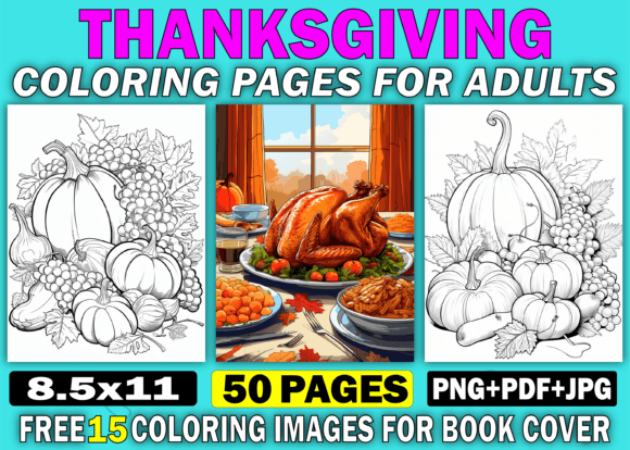 Download 50 Thanksgiving Coloring Books for Adult - K Collection