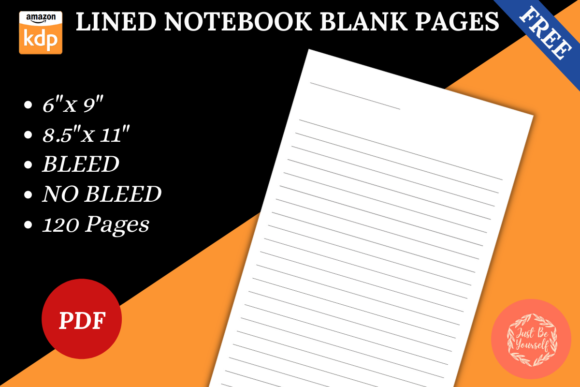 Download FREE Lined Notebook Blank KDP Interior - K Collection
