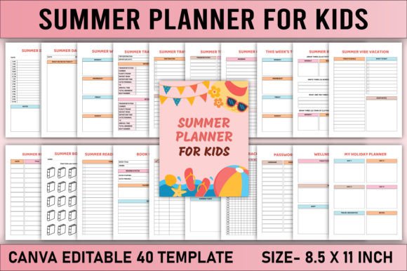 Download Editable Summer Planner for Kids Canva - K Collection