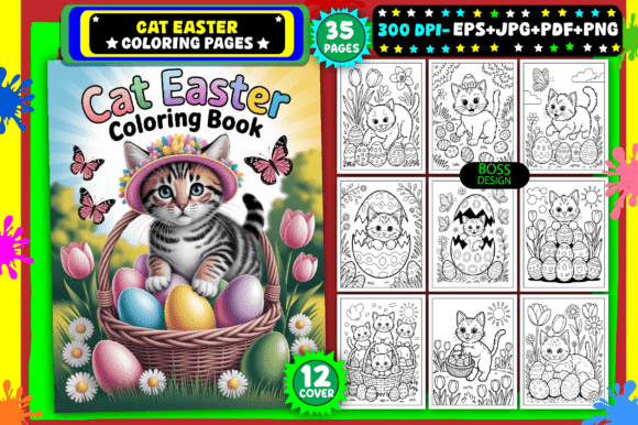 Download 🐰🐱 Cat Easter Coloring Pages for Kids - K Collection