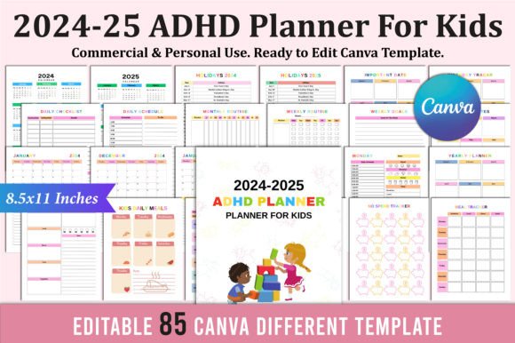Download 2024-2025 ADHD Planner for Kids Canva - K Collection