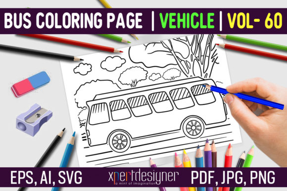 Download Bus Coloring Page for Kids | Vol - 60 - Bus coloring page Collection