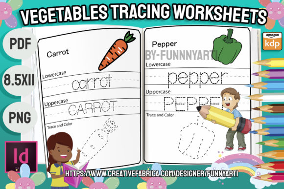 Download Vegetables Tracing Worksheets Vol 1 - K Collection