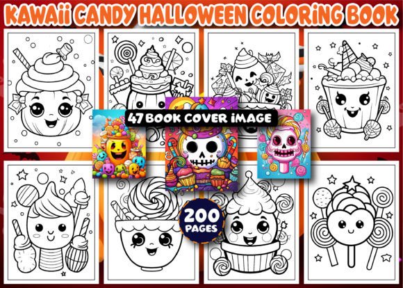Download 200 Kawaii Candy Halloween Coloring Book - K Collection