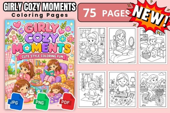 Download Girly Cozy Moments Coloring Book Pages - K Collection