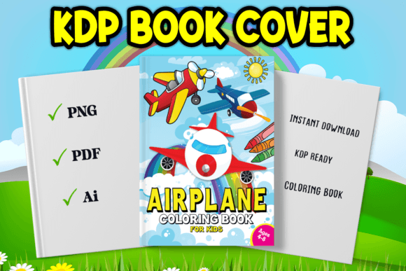 Download Airplane Coloring Book Cover for Kids - K Collection
