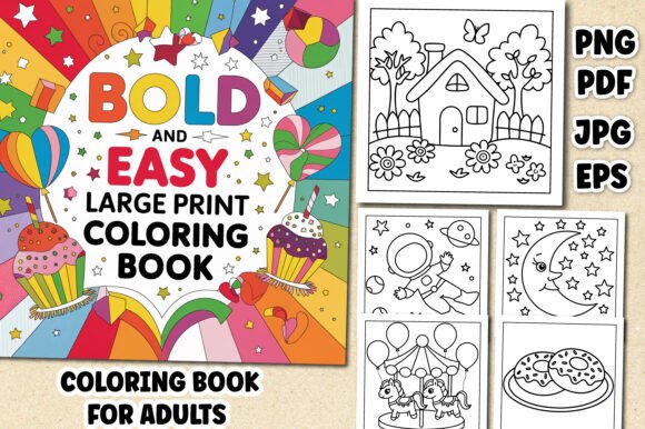Download Bold and Easy Large Print Coloring Book - K Collection