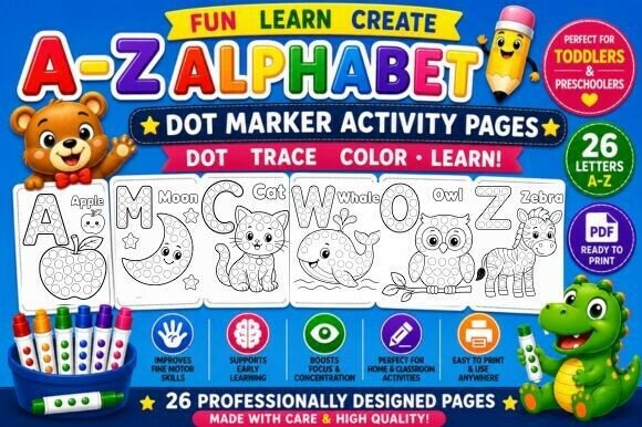 Download A–Z Alphabet Dot Marker Coloring Pages - K Collection