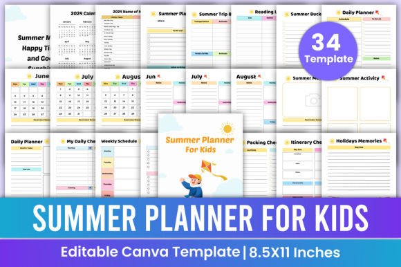 Download Summer Planner for Kids Canva Template - K Collection
