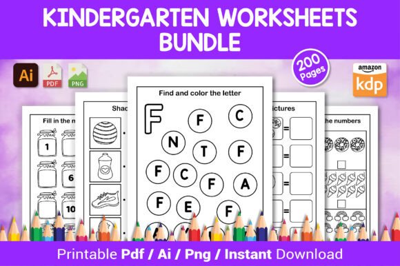 Download Kindergarten Worksheets Bundle - K Collection