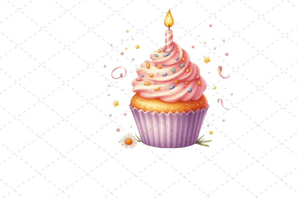 Download Watercolor Cupcake, Cute Clipart, Birthd - K Collection