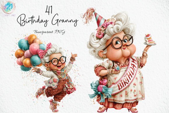 Download Birthday Quirky Granny Clipart PNG - K Collection