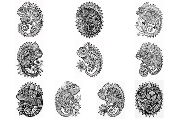 Download Chameleon Mandala Coloring Page for KDP - K Collection