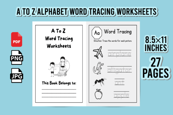 Download A to Z Alphabet Word Tracing Worksheets - K Collection