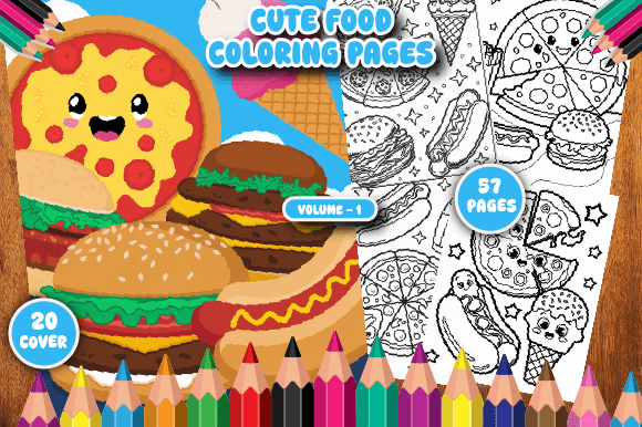 Download 57 Cute Food Coloring Pages for Kids V-1 - K Collection