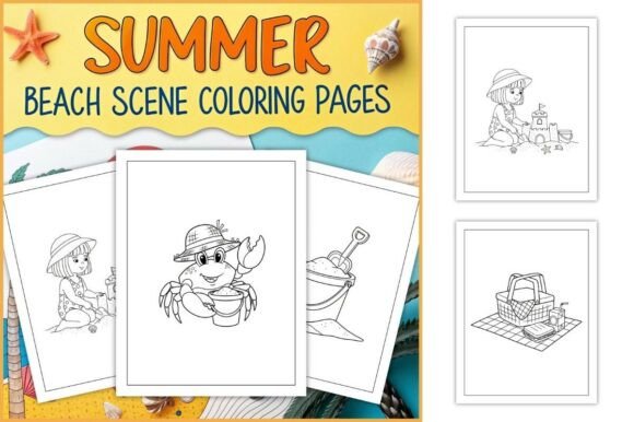 Download Beach Scene Coloring Pages for Kids - K Collection