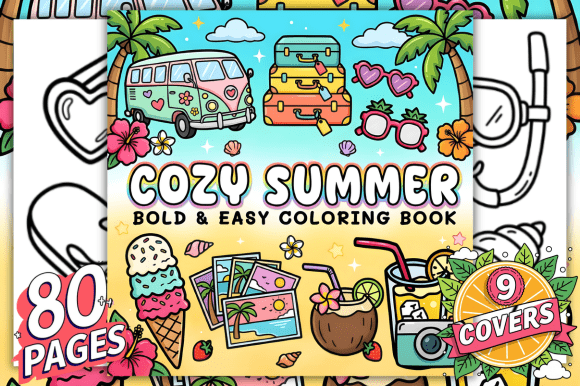 Download Cozy Summer Bold &amp; Easy Coloring Book - K Collection