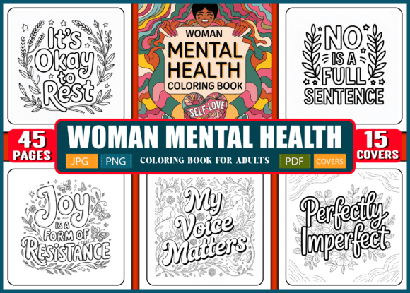 Download Adult- Woman Mental Health Coloring Book - K Collection