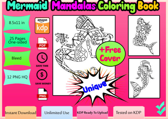 Download Mermaid Mandala Coloring Book for Adults - K Collection