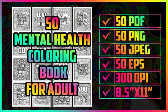 Download 50 Mental Health Coloring Pages for KDP - K Collection