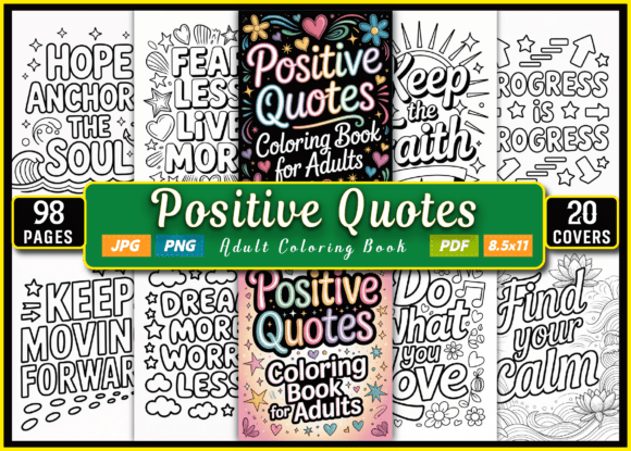 Download Positive Words Coloring Book for Adults - K Collection