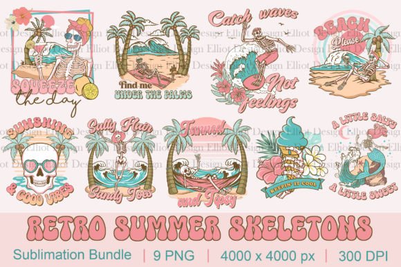 Download Retro Summer Skeleton Sublimation Bundle - K Collection