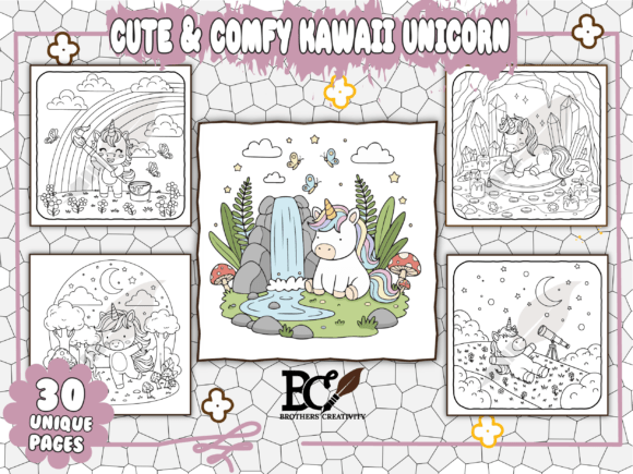 Download Cute &amp; Comfy Kawa Unicorn Coloring Pages - K Collection