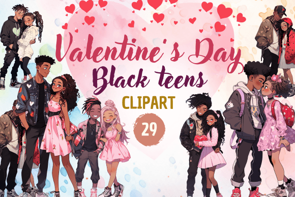 Download Valentine's Day, Black Teens - Clipart - K Collection