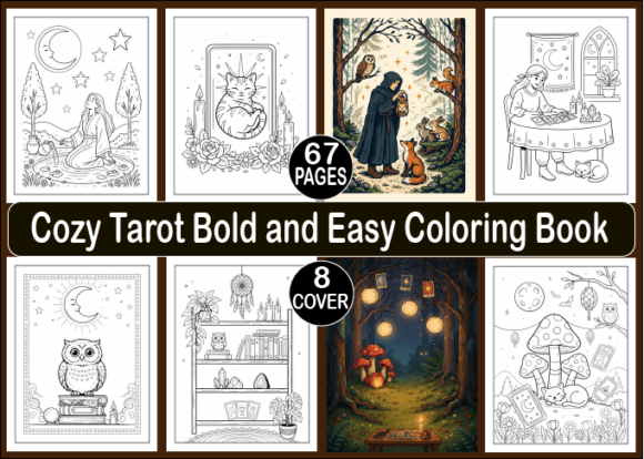 Download Cozy Tarot Bold and Easy Coloring Book - K Collection