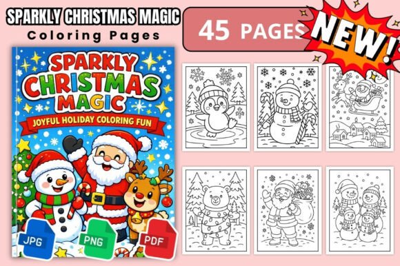 Download Sparkly Christmas Magic Coloring Pages - K Collection