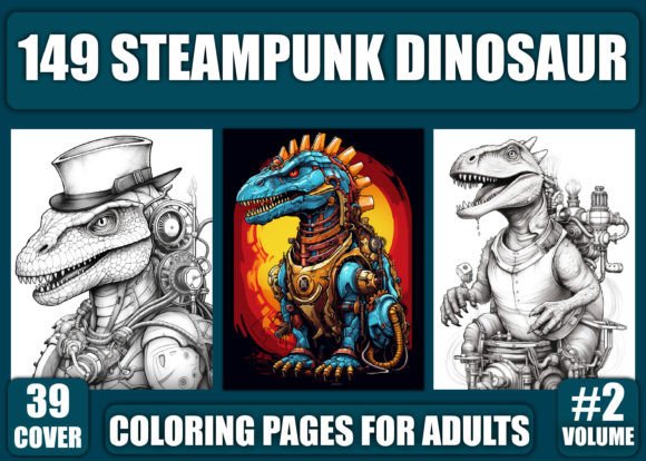 Download Steampunk Dinosaur Coloring Pages - KDP - K Collection